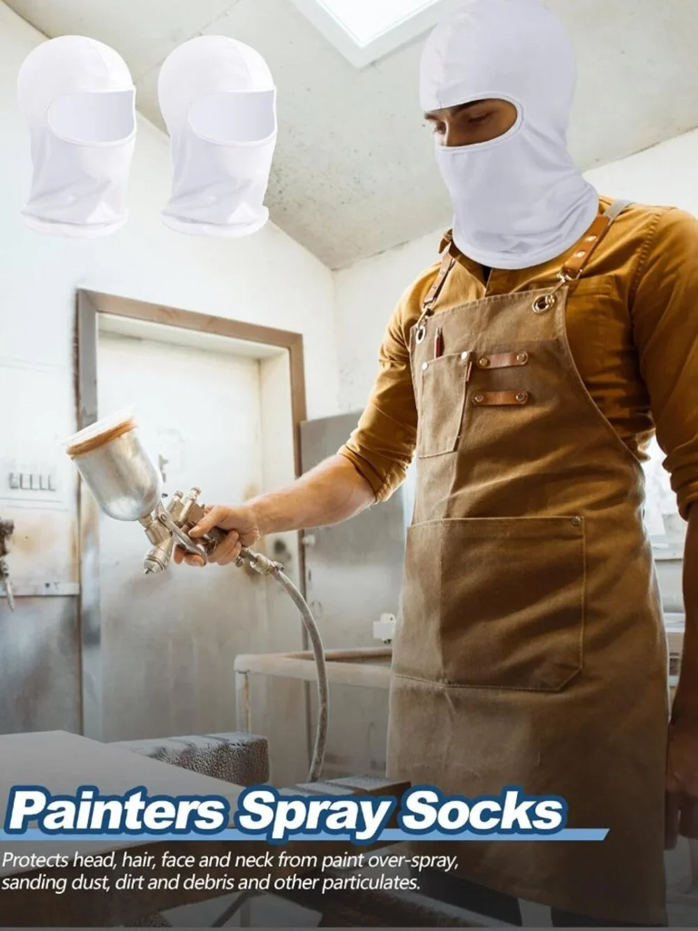 Unisex Painting Spray Socks - Dust & Sanding Protection Hood, Stretchy Mask